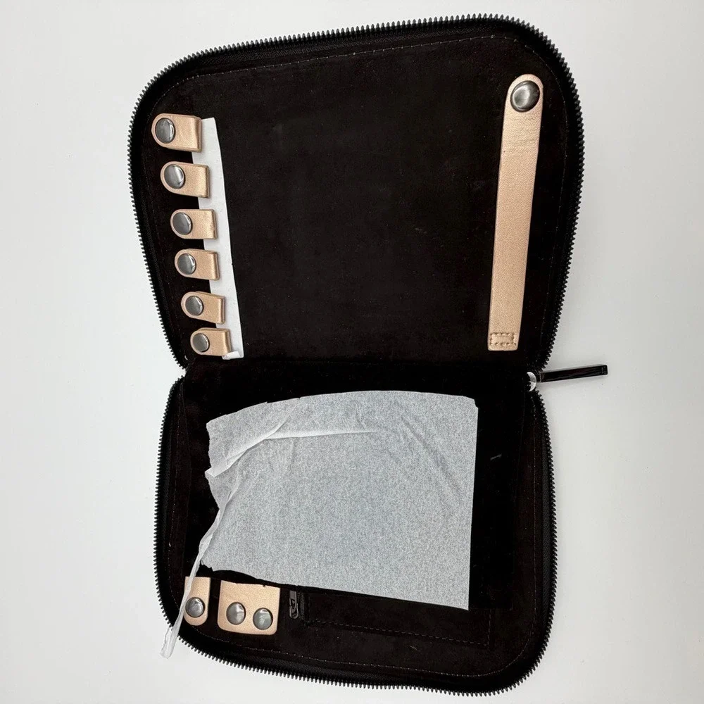 Halston Zip Around Travel Jewelry Organizer Case Faux Leather Storage Portfolio